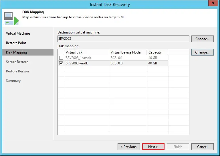 instant disk recovery disk mapping