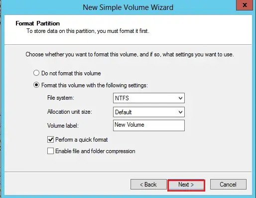 simple volume wizard partition
