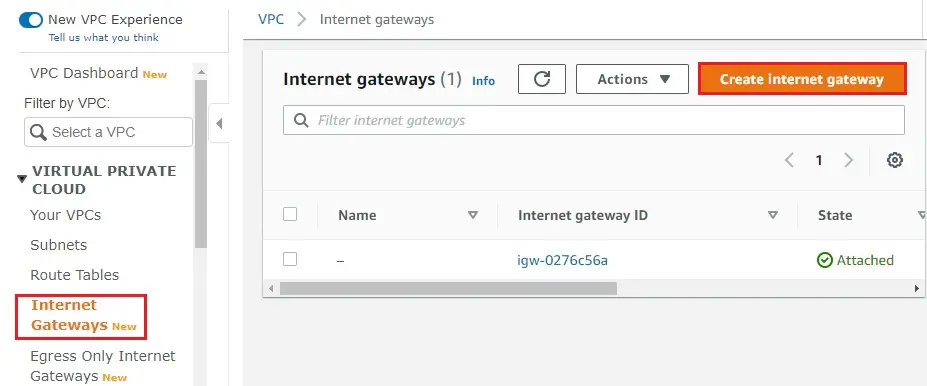 aws create internet gateway