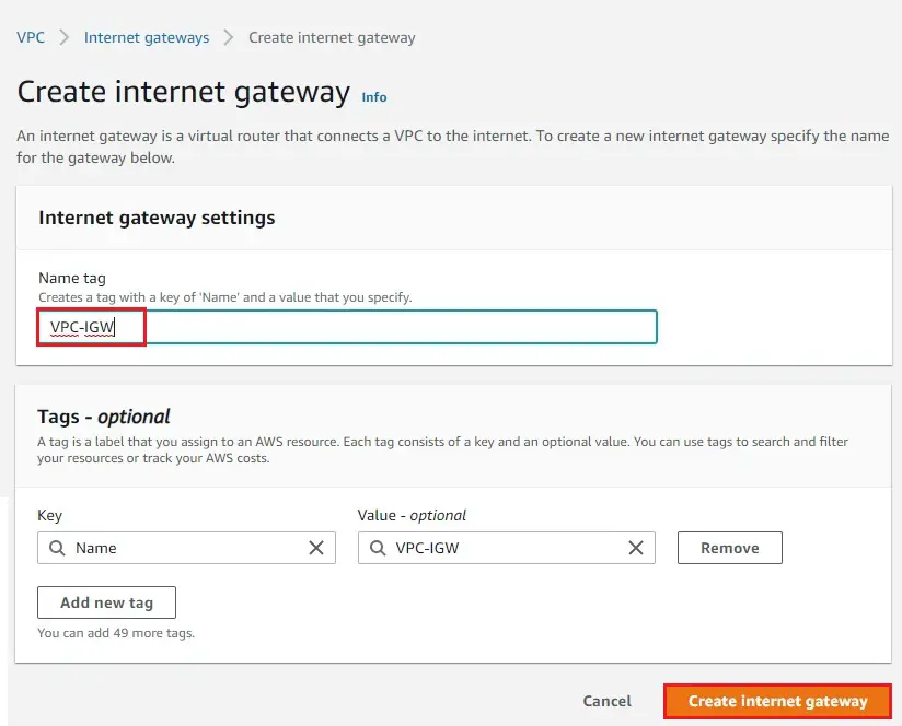 aws create internet gateway name