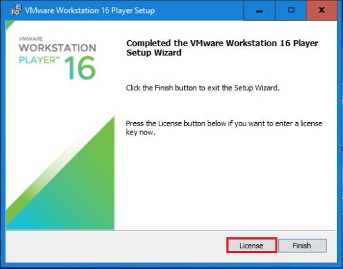 completed the vmware player wizard