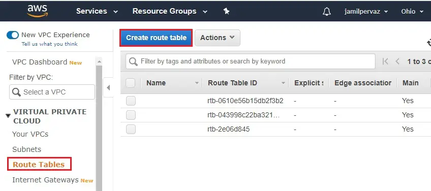 create route table