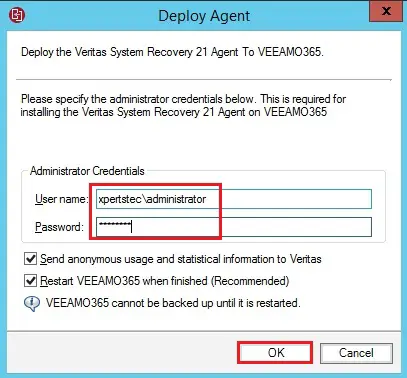 deploy veritas system recovery agent