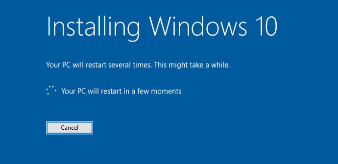 installing windows 10 restarting