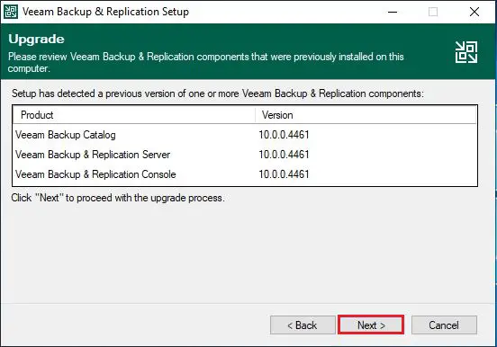veeam detected a previous version