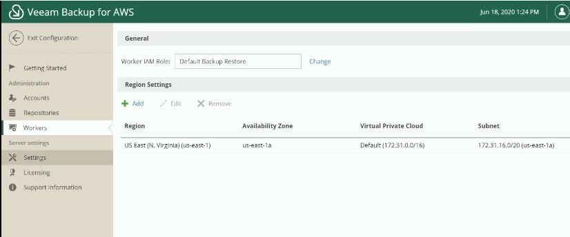 veeam for aws add workers-