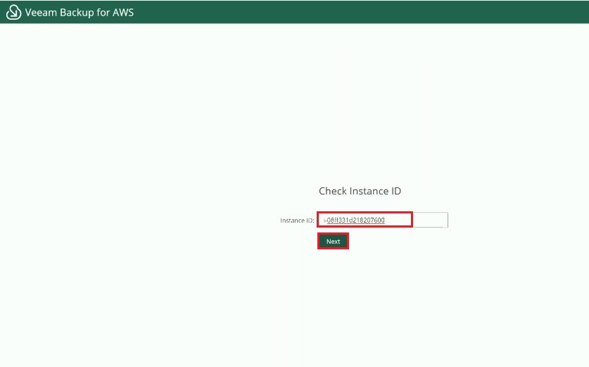 veeam for aws instance id