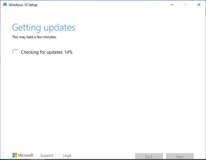 windows 10 setup getting updates-
