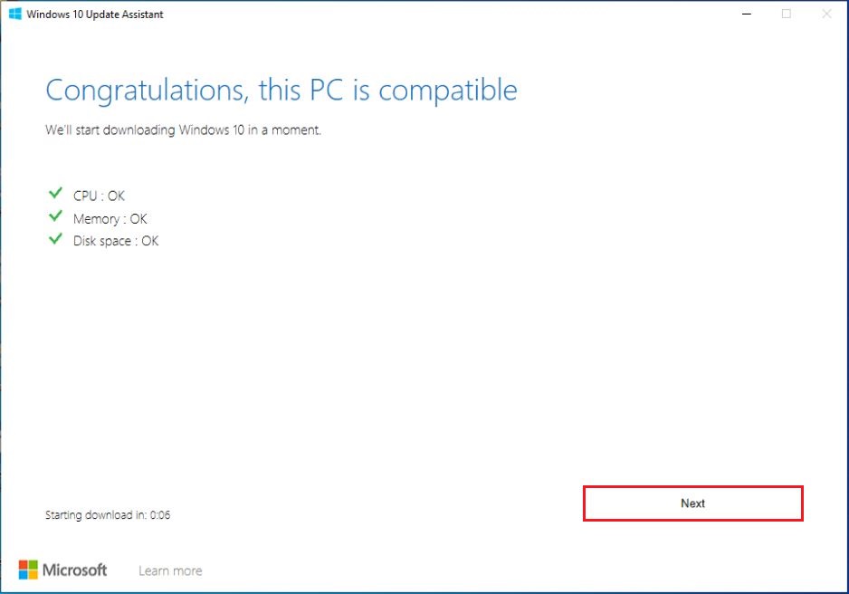 windows 10 update assistant compatible