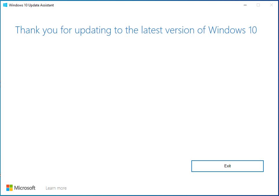 windows 10 update assistant exit