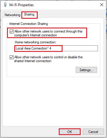 Network connections properties