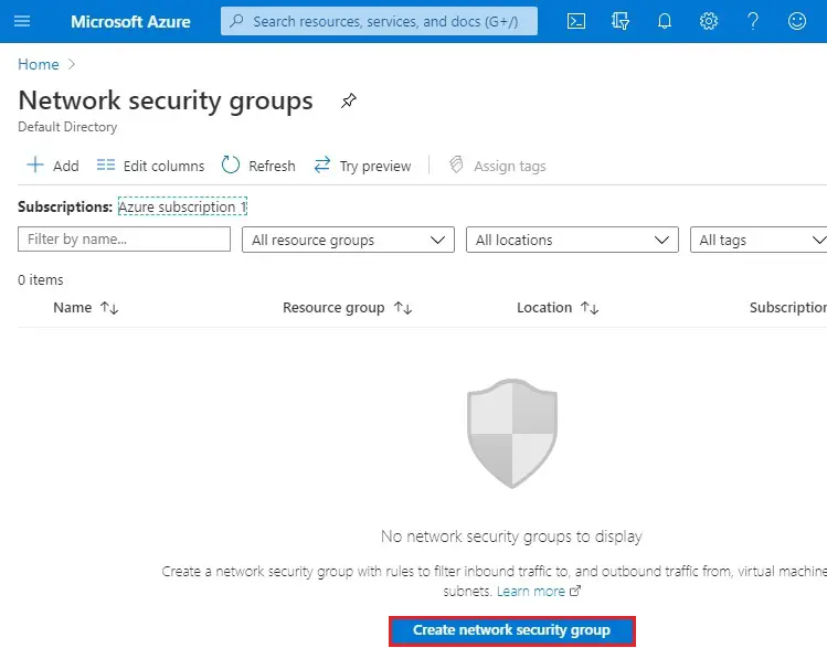 azure create network security group