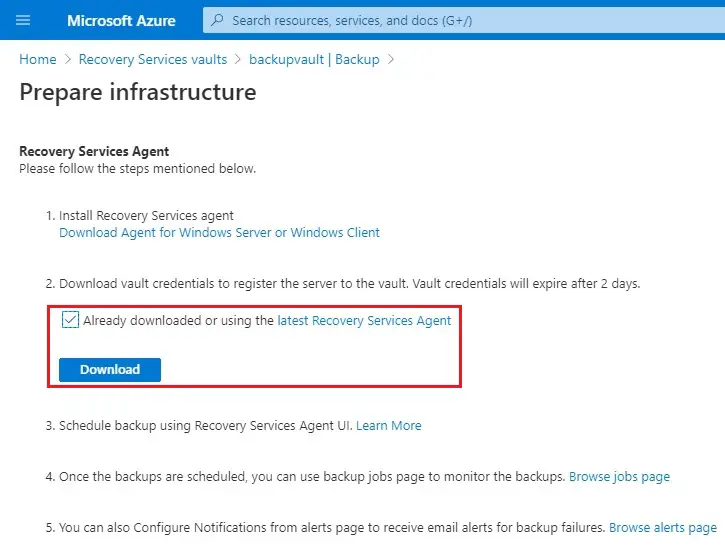 azure latest recovery service agent