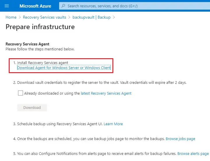 azure recovery service agent