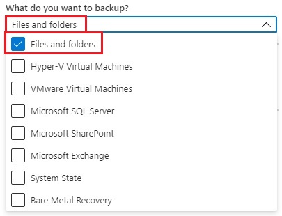 azure what do you want to backup