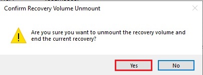 confirm recovery volume unmount