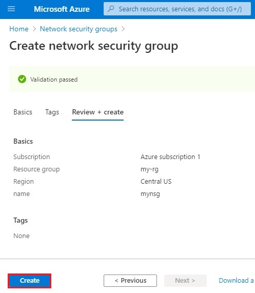 create network security group validation