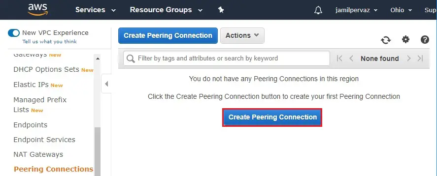 create peering connection aws