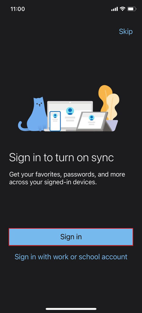 sign in to turn on sync iphone