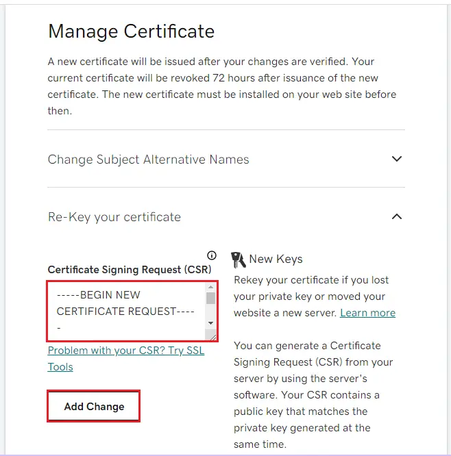 godaddy certificate signing request