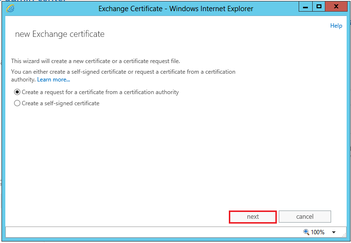 new exchange certificate 2013