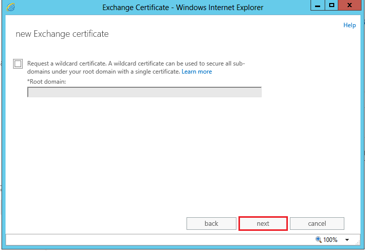 new exchange certificate request