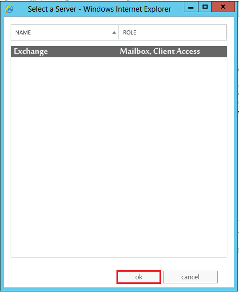new exchange certificate select server