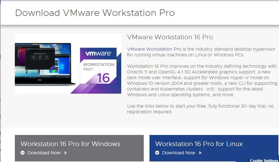 download vmware workstation pro 16
