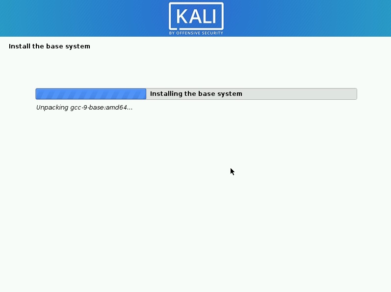 kali installing the base system