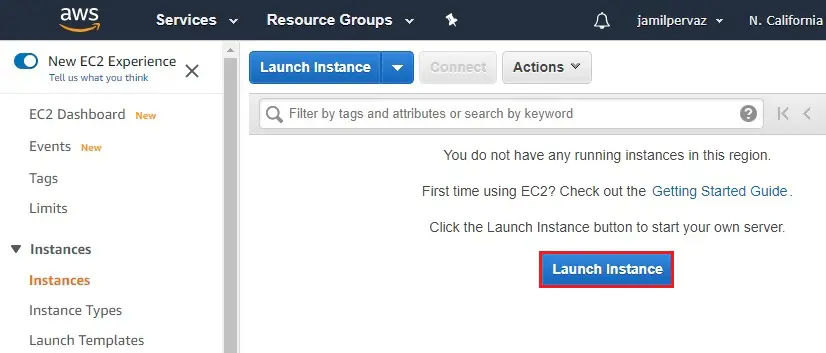 aws instance launch