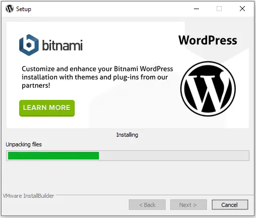 bitnami wordpress stack installing
