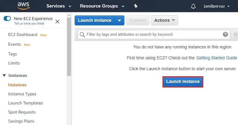 aws instance launch