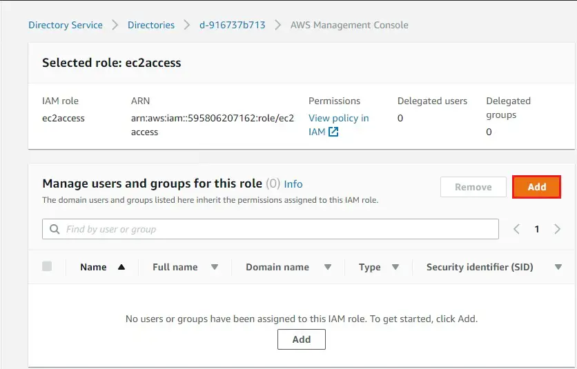 aws manage users and group for this role
