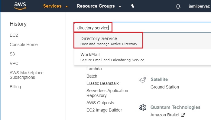 aws management services tab