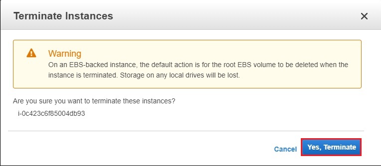 aws terminate instance yes