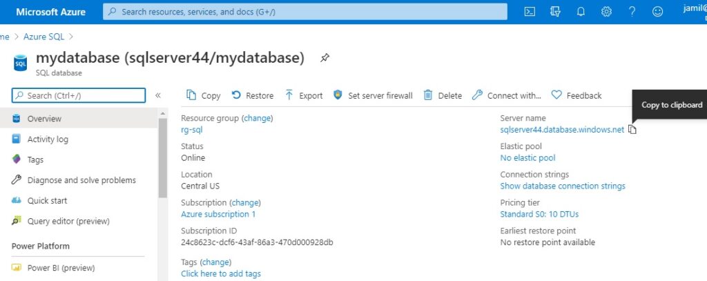Create a single database in Azure, How to Create a single database in Azure Portal