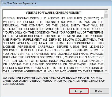 veritas end user license agreement