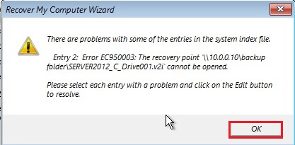 veritas recover my computer wizard ok
