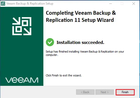 Veeam v11 installation finishes successfully