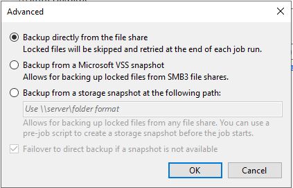 veeam smb file share advanced