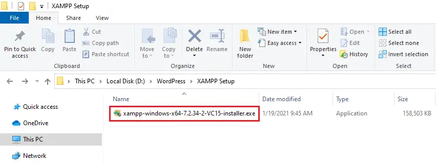 windows explorer xampp installer