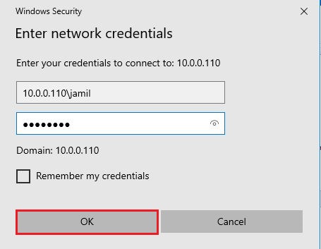 enter network credentials