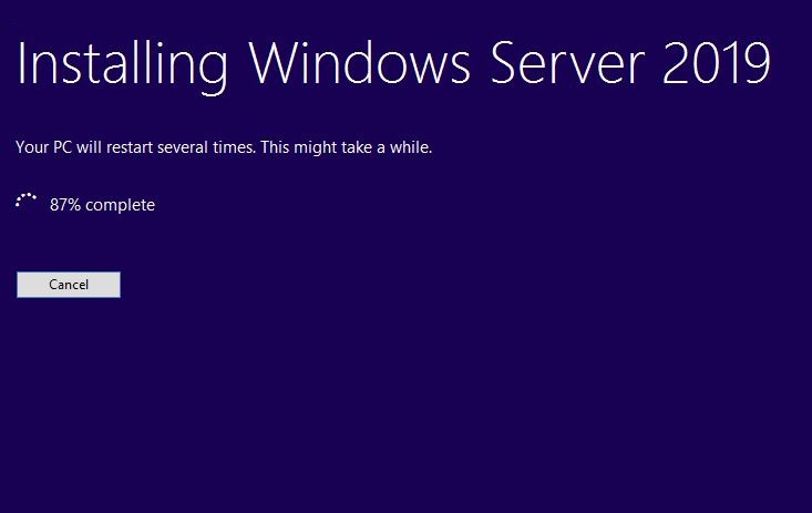 installing windows server 2019