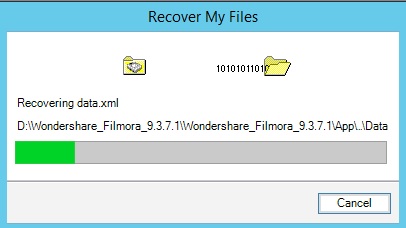 veritas recover my files progress