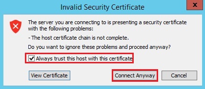 vmware remote console invalid security certificate