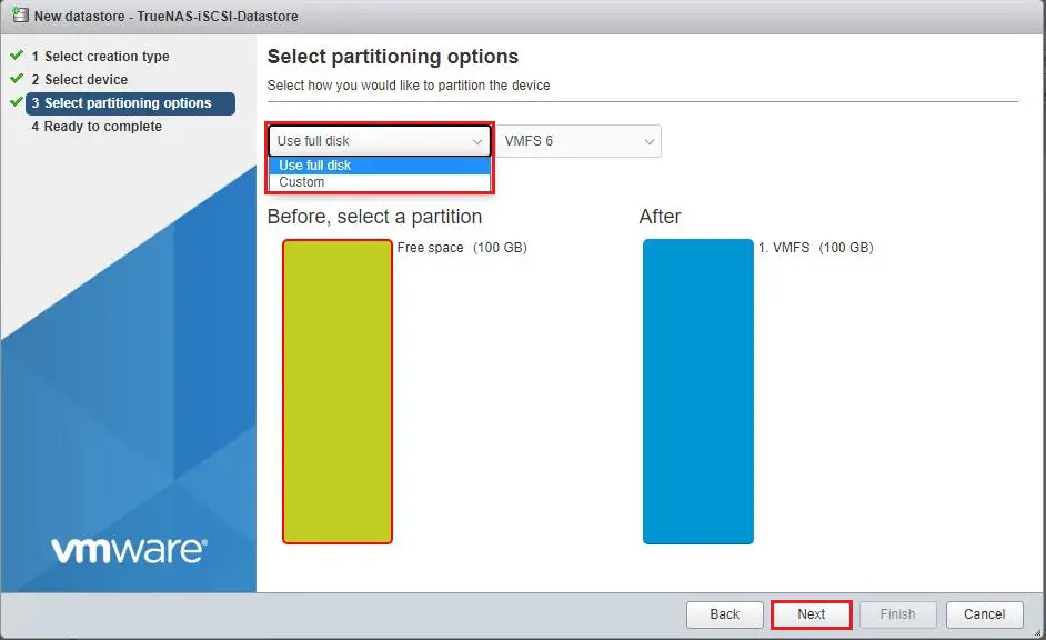 create new datastore partitions