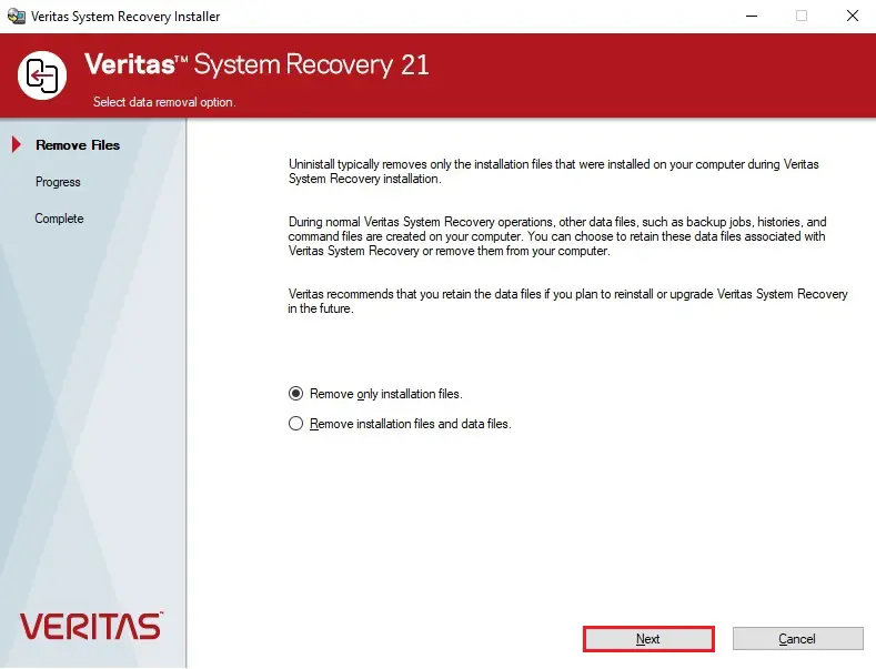 veritas system recovery installer