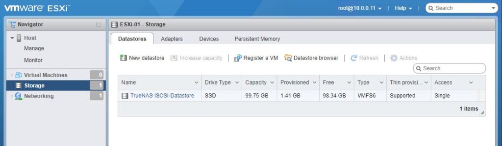 vmware esxi storage datastore