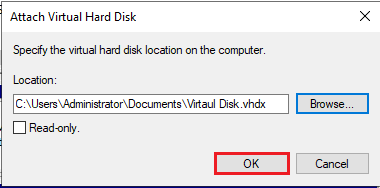 attach virtual hard disk