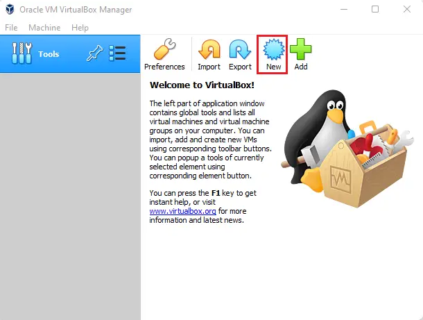 Virtualbox manager